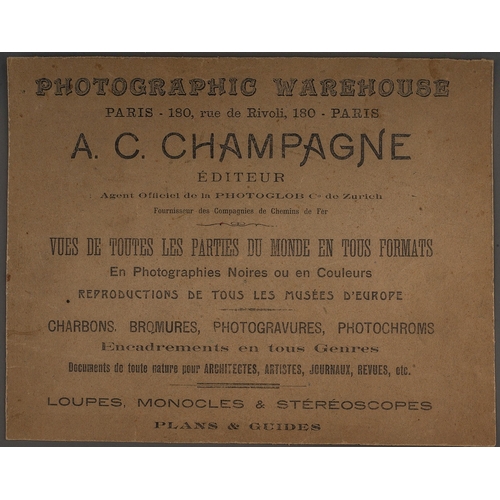 900 - Six early 20th Century reproduction images from Mon. A C Champagne's 'Photographic Warehouse' to inc... 