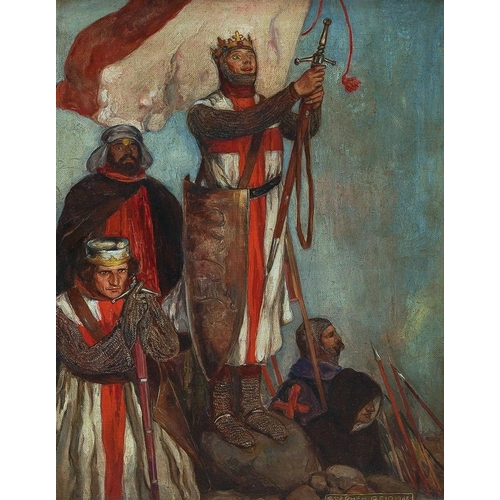 912 - Stephen Reid (Scottish, 1873-1948)
Crusaders after a battle (King Arthur)
oil on canvas, 24 x 25cm 
... 