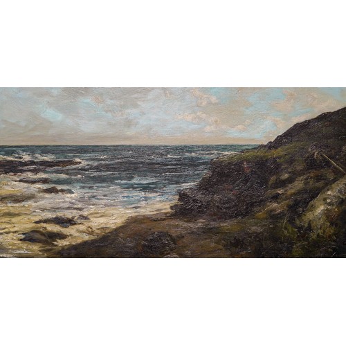 949 - Edwin Ellis R.I. (British 1841-1895)
Early morning Flamborough Head
oil on canvas, 57 x 102cm, gilt ... 