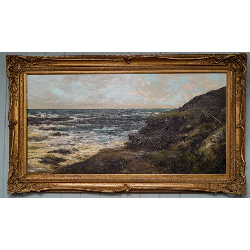 949 - Edwin Ellis R.I. (British 1841-1895)
Early morning Flamborough Head
oil on canvas, 57 x 102cm, gilt ... 