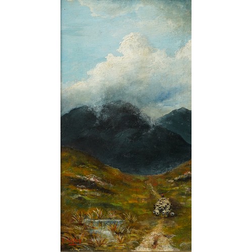 951 - E Ashley (19th Century) 
On the Mountains, North Wales
oil on board, 17 x 32cm 
signed and titled 18... 