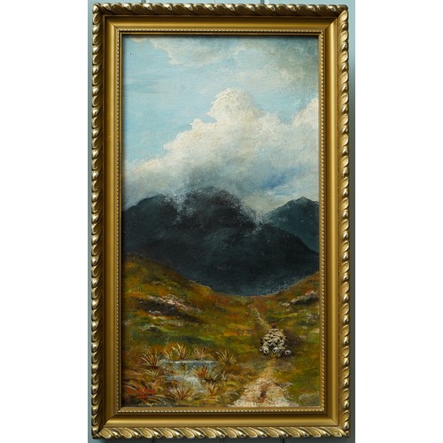 951 - E Ashley (19th Century) 
On the Mountains, North Wales
oil on board, 17 x 32cm 
signed and titled 18... 