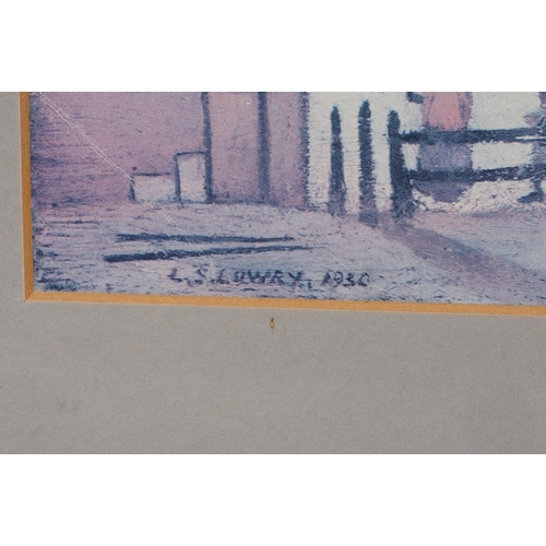 957 - Three open edition prints after L.s.Lowry, framed and glazed, image sizes 24cm x 29.5cm and smaller ... 