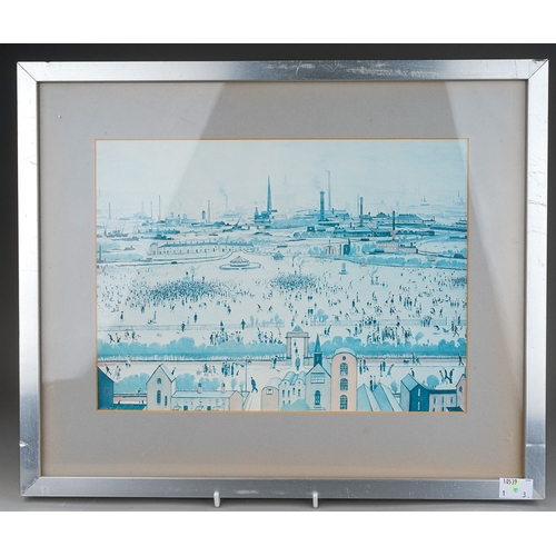 957 - Three open edition prints after L.s.Lowry, framed and glazed, image sizes 24cm x 29.5cm and smaller ... 