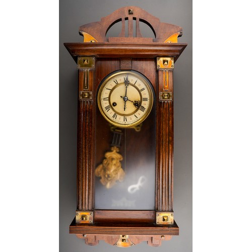 970 - An Art Noveau Vienna Regulator wall clock, approx 68cm long overall