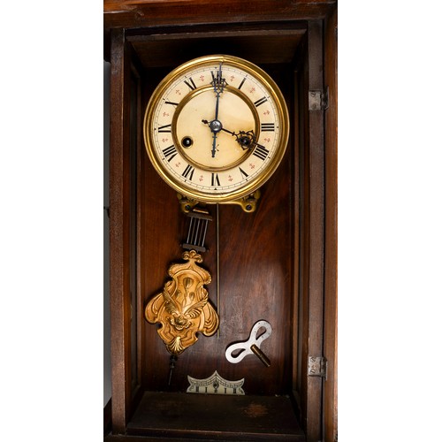 970 - An Art Noveau Vienna Regulator wall clock, approx 68cm long overall