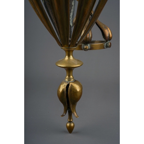 973 - Arts & Crafts art nouveau  brass ceiling light in manner of W.A.S Benson, total height approx 75 cm ... 