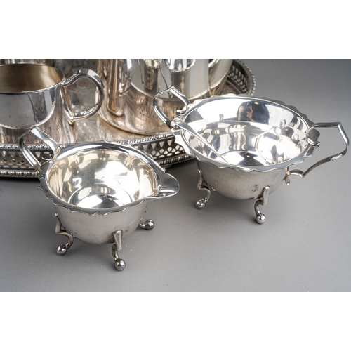 303 - Assorted silver plate, EPNS including Walker & Hall four piece tea and coffee service; sugar bowl an... 