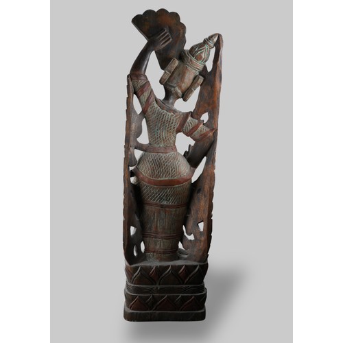 870 - Large carved hardwood figure, Thai 20th century, approx. 103 cm