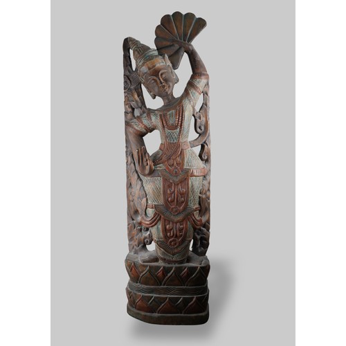 870 - Large carved hardwood figure, Thai 20th century, approx. 103 cm