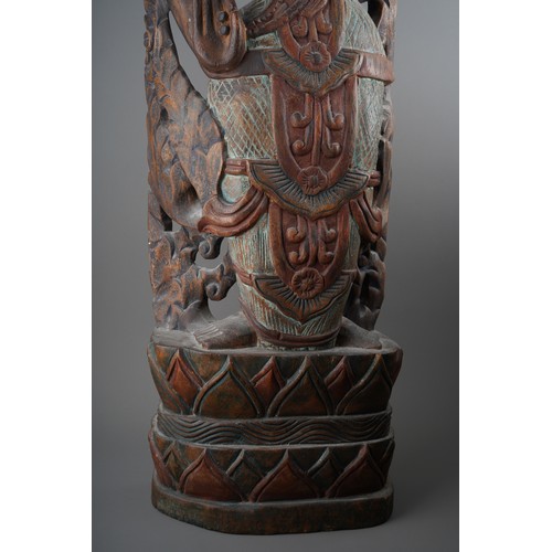 870 - Large carved hardwood figure, Thai 20th century, approx. 103 cm