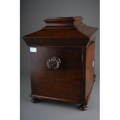 978 - A Victorian rosewood table top sewing cabinet, hinged caddy top with mother of pearl cartouche, the ... 