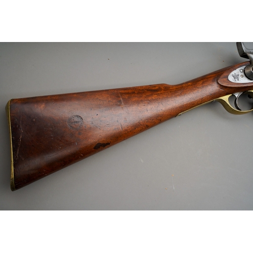 84 - 5773 3 band Snider Enfield rifle, stamped BSA, dated 1871, Butt plate engraved, military markings