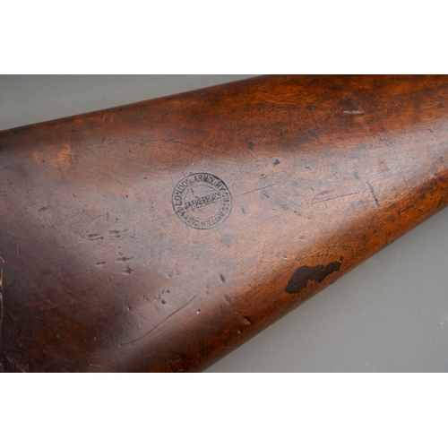 84 - 5773 3 band Snider Enfield rifle, stamped BSA, dated 1871, Butt plate engraved, military markings