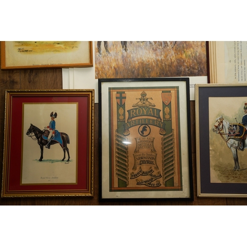 98 - A large quantity of framed and unframed prints and photographs all featuring the Royal Artillery. On... 