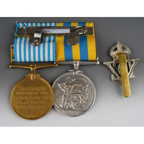 117 - British Korea Medal and UN Korea Medal mounted on a bar with replacement ribbons to 22474108 to Troo... 