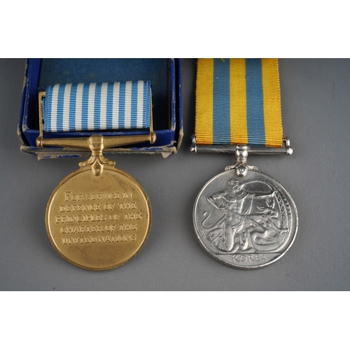 119 - British Korea Medal and UN Korea Medal complete with box of issue, both with original ribbons to 224... 