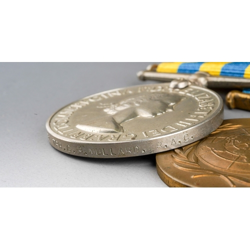 127 - British Korea Medal and UN Korea Medal mounted on a bar with replacement ribbons to 22799950 Trooper... 