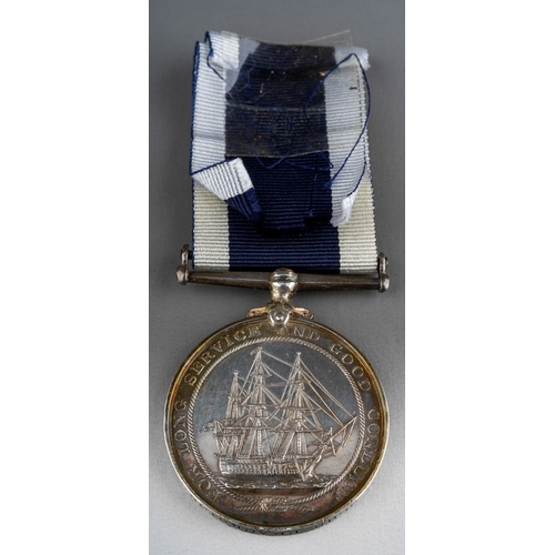 130 - British Edward VII Royal Navy Long Service and Good Conduct Medal complete with replacement ribbon t... 