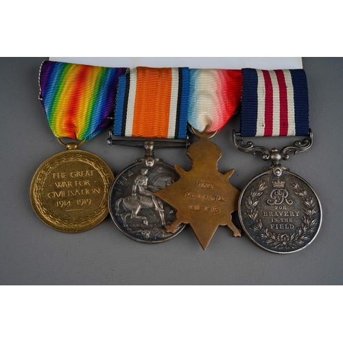 145 - WW1 British Military Medal group comprising of GRV Military Medal, 1914-15 Star, War Medal and Victo... 