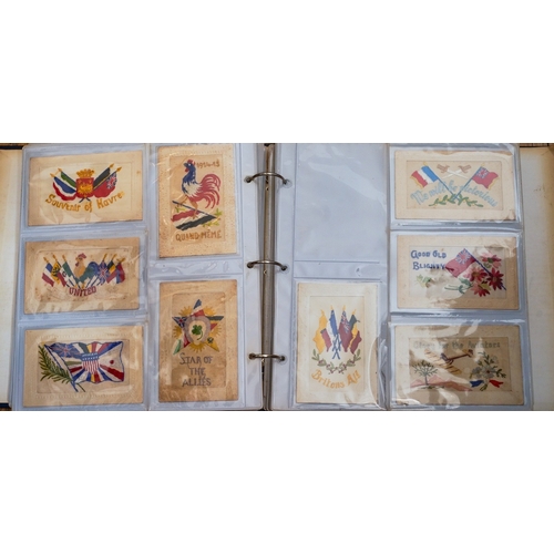 147 - WW1 British Sweetheart Embroidered Postcard Collection comprising of over 130 cards, many of which a... 