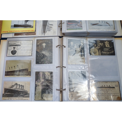 156 - White Star Line and RMS Titantic Shipping Interest Collection comprising of two large albums of Post... 