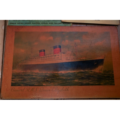 160 - Collection of advertising cardboard posters for Cunard for Canada, Cunard \rms Queen Elizabeth, Fish... 