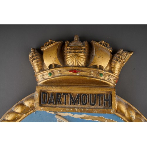 164 - A resin relief moulded crest plaque for British Royal Naval College Darmouth, with gilt ship and sai... 