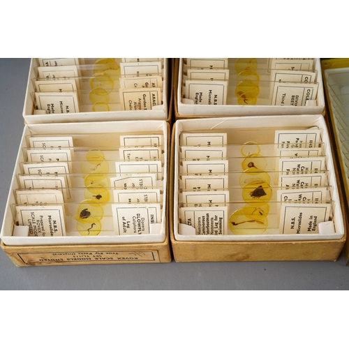 176 - A cased Bijou Major 450x students microscope, together with five boxed sets of NBS microslides and a... 