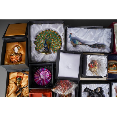 179 - A collection of boxed novelty enamelled gilt metal trinket boxes, including 