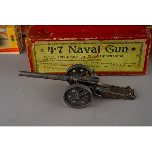 186 - Seven boxed Britains military die cast and plastic models, comprising 4.7 Naval Gun, 9781 British Sc... 