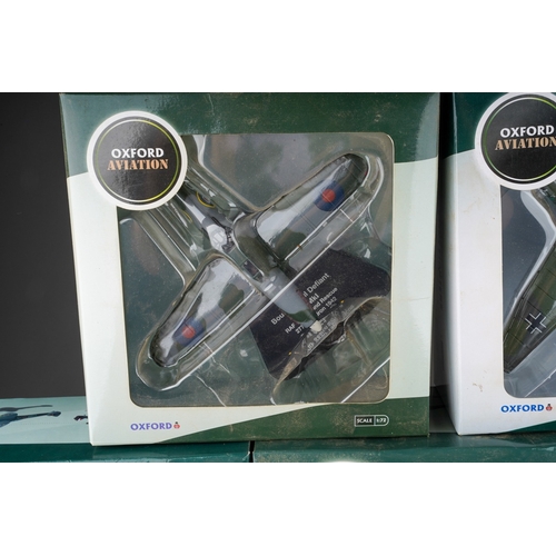 198 - Five boxed Oxford Aviation Front Line Fighters 1:72 scale die-cast models, comprising Junkers Ju-87 ... 