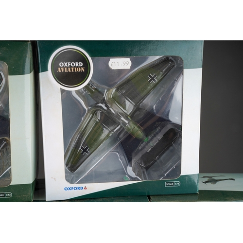 198 - Five boxed Oxford Aviation Front Line Fighters 1:72 scale die-cast models, comprising Junkers Ju-87 ... 