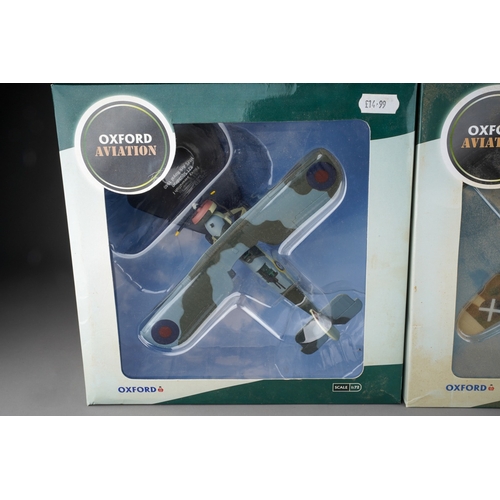 198 - Five boxed Oxford Aviation Front Line Fighters 1:72 scale die-cast models, comprising Junkers Ju-87 ... 