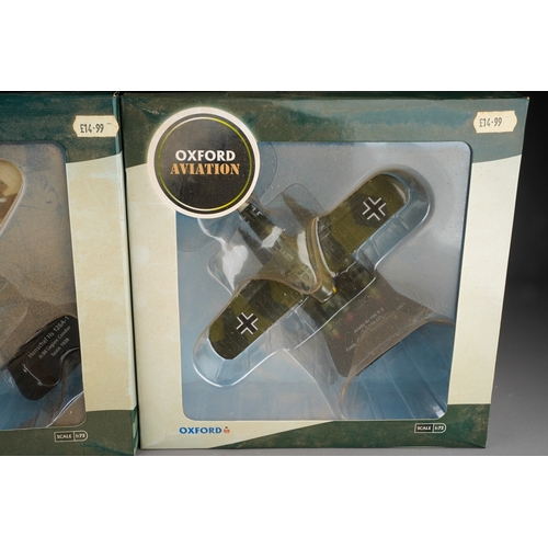 198 - Five boxed Oxford Aviation Front Line Fighters 1:72 scale die-cast models, comprising Junkers Ju-87 ... 