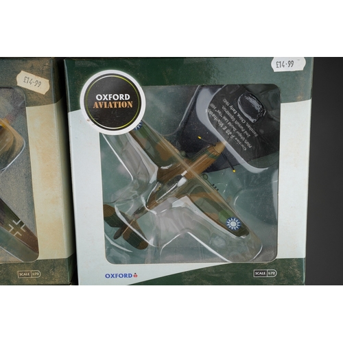 199 - Six boxed Oxford Aviation Front line Fighters 1:72 scale die-cast models, comprising Ki-84, Curtiss ... 