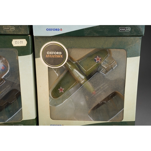 199 - Six boxed Oxford Aviation Front line Fighters 1:72 scale die-cast models, comprising Ki-84, Curtiss ... 