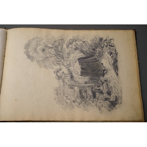 203 - A Victorian sketch book containing eight pencil sketches of European landscapes, book measures 27cm ... 