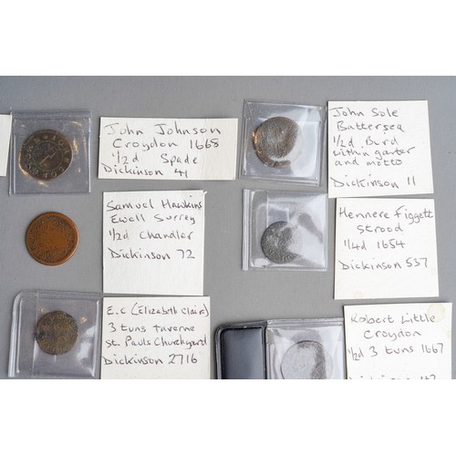 218 - A collection of fourteen 17th century trade tokens, comprising Thomas Enfield in Mercy Lane, Canterb... 