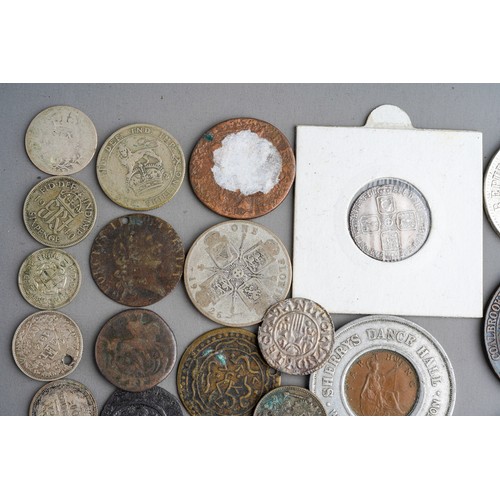 220 - A bag of assorted British and world coins, medallions, etc, mostly British pre-decimal, including Ge... 