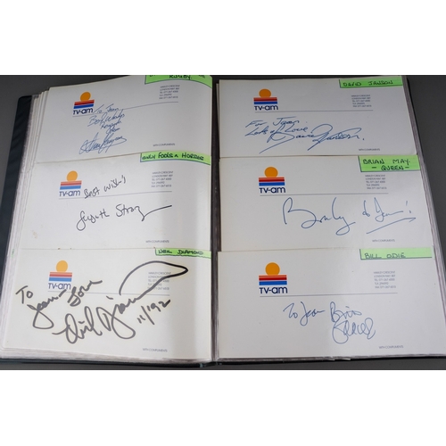 238 - A Collection of 20th Century autographs on TV-Am compliment slips, all dedicated to 