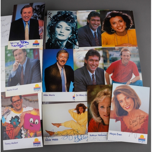 238 - A Collection of 20th Century autographs on TV-Am compliment slips, all dedicated to 