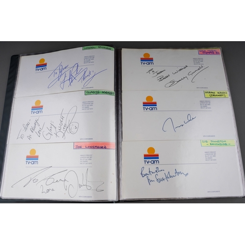 238 - A Collection of 20th Century autographs on TV-Am compliment slips, all dedicated to 