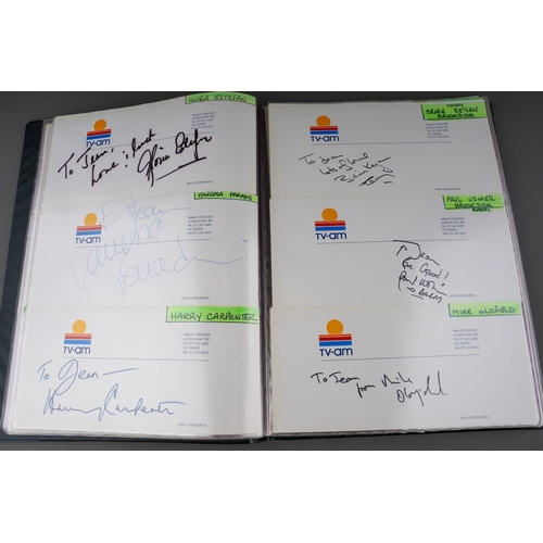 238 - A Collection of 20th Century autographs on TV-Am compliment slips, all dedicated to 