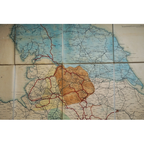 248 - A late Victorian bound cloth Map of the Railways of England & Wales compiled for Ordnance Survey by ... 