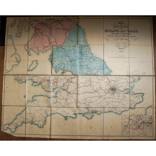 248 - A late Victorian bound cloth Map of the Railways of England & Wales compiled for Ordnance Survey by ... 