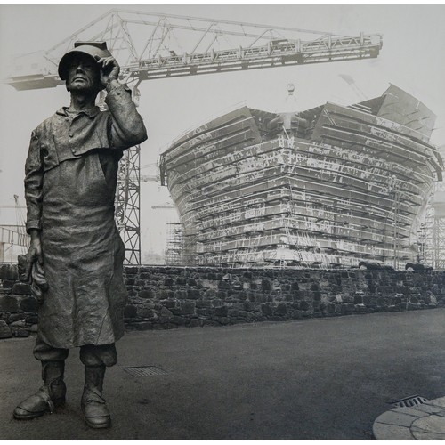 ""Laurie Wheatleys" model of a Shipyard Welder" monochrome photograph, 28 x 28.5cm
mounted on card, hand titled by Graham Smith (Middlesbrough, b.1947) on verso

Exhibited: Skinningrove where the tide of the industrial revolution has turned. from 12th March - 27th April 1973