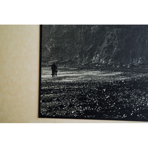 271 - Graham Smith (Middlesbrough, b.1947) 
Skinningrove (lone figure on beach by cliff) 
monochrome photo... 