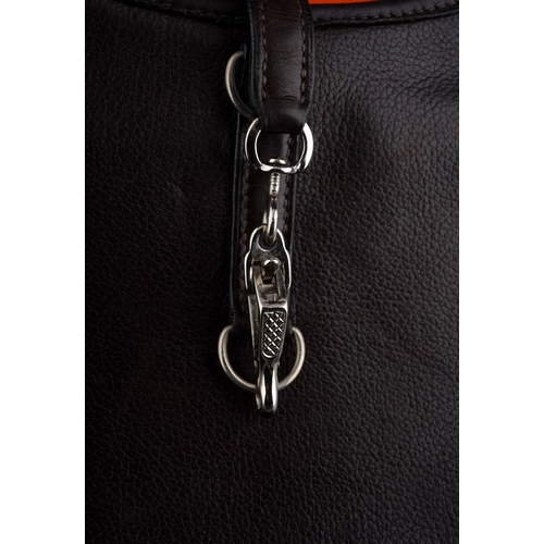 287 - A boxed Hermes Trim dark brown leather shoulder handbag, width 29.5cm, comes with cloth dust bag and... 