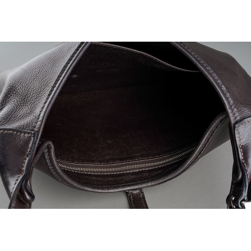 287 - A boxed Hermes Trim dark brown leather shoulder handbag, width 29.5cm, comes with cloth dust bag and... 